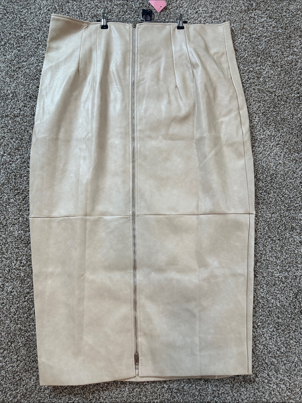 Fashion Nova Beige Faux Leather Pencil Skirt